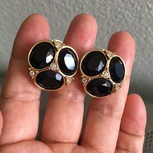 🖤Swarovski Black Crystals clip earrings